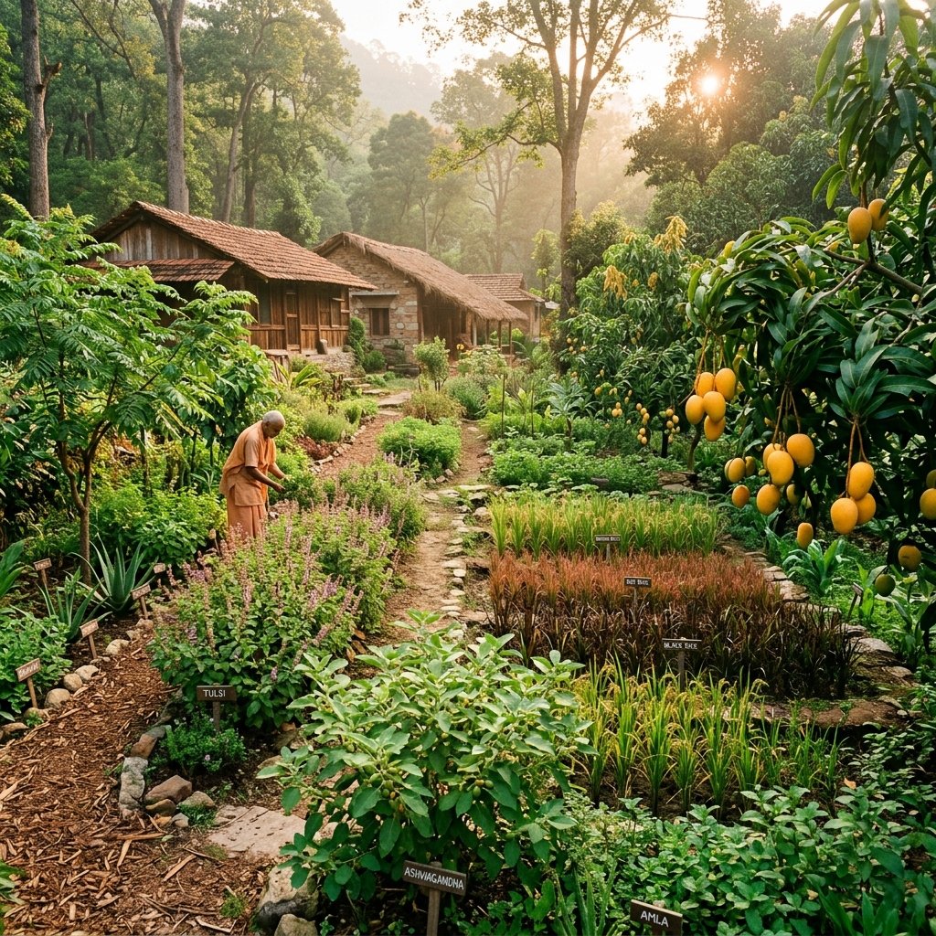 Medicinal garden at Satyam Ashramam